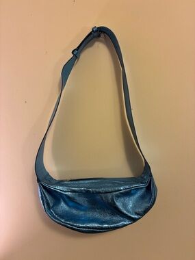 COS Shimmery Blue Metallic Crossbody Bag